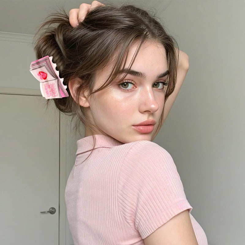 Hapdoo 1pc Funny Hair Clips, Book Shape Claw Clips Novelty Hair Accessories for Women Girls, Pink Teacher Book Claw Clips Gifts for Her - Image 3